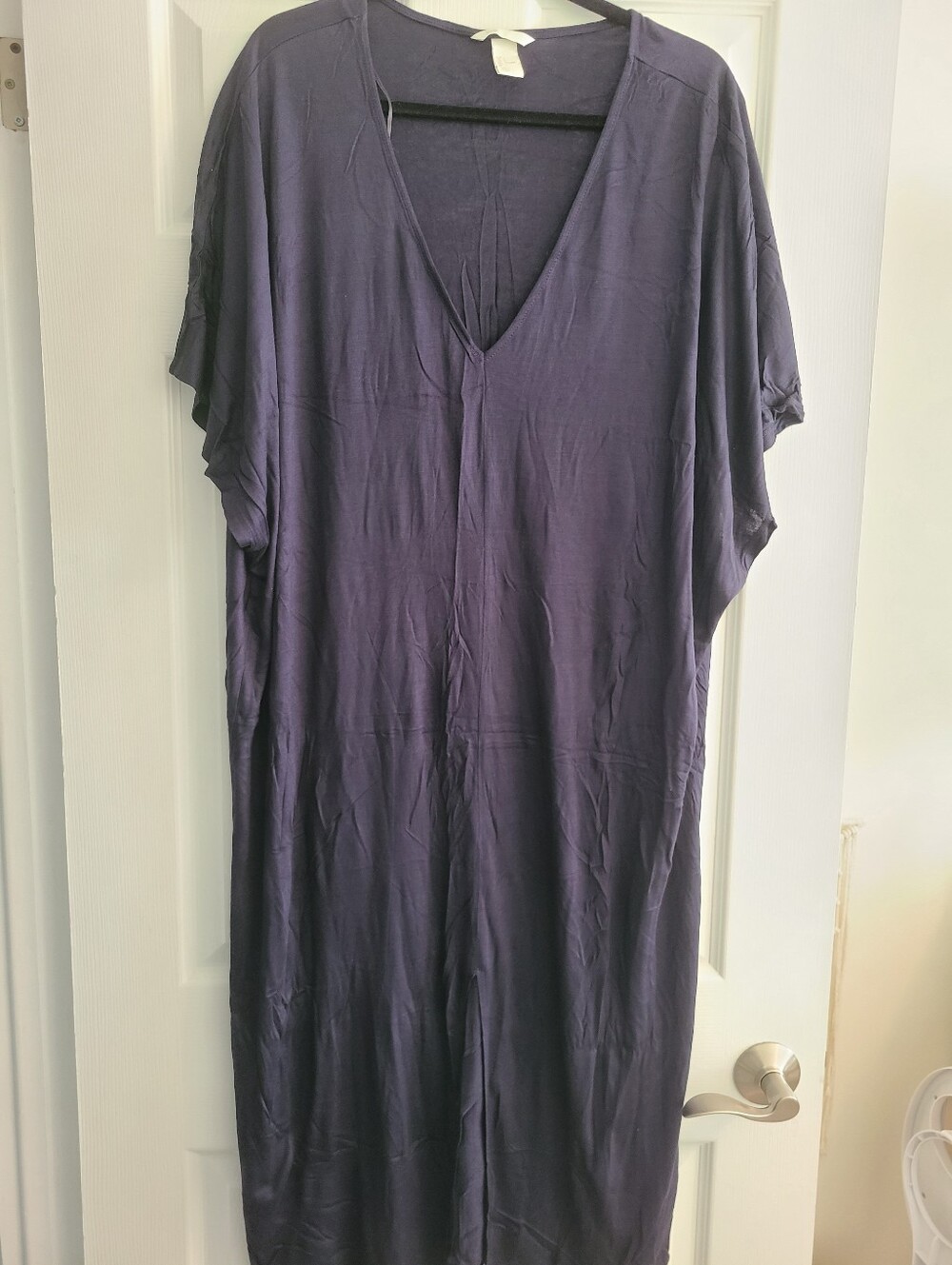 H&M Basic V-Neck Maxi Dress in Dark Navy